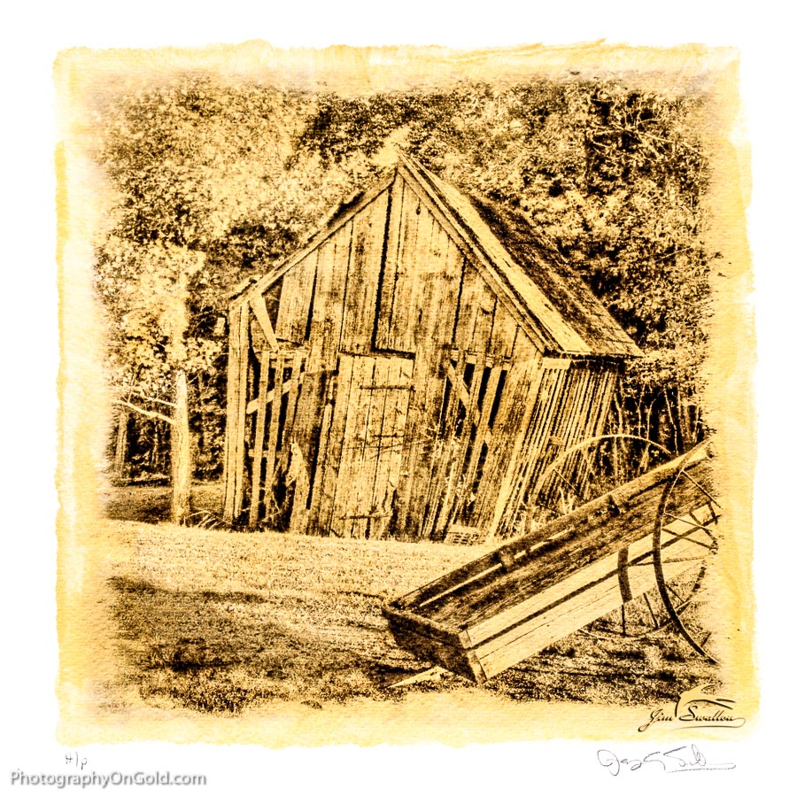 Catalog Number 152 Old Barn Number 2 On Gold Pigment Photography On Gold
